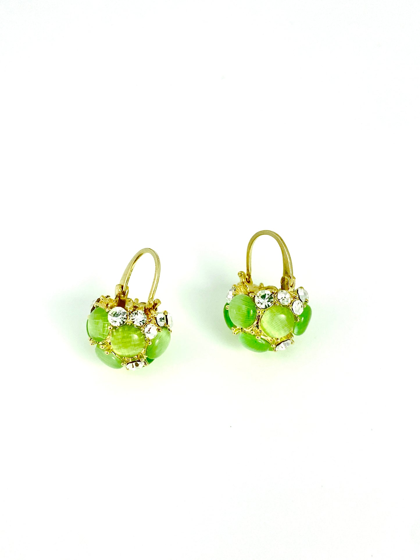 Fresh Green Flower Basket Earrings