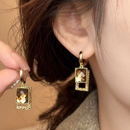 Milad-Style Square Crystal Earrings